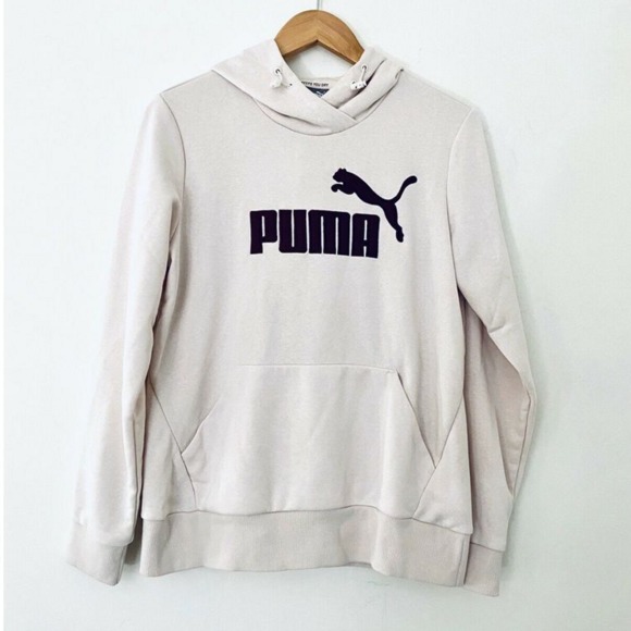 PUMA Tops - Puma Beige Pink Purple Logo Pullover Hoodie Sz L